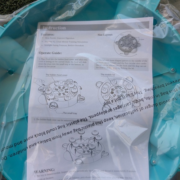 Interactive Pet Puzzle Treat Toy Slow Feeder Dog Training Game Teal Pink NEW - Picture 4 of 4